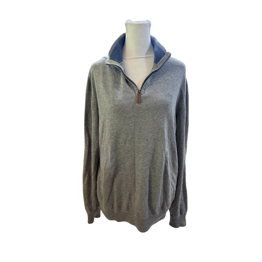 Magee 1866 Valentia Mens Grey 100% Cotton Quarter Zip Sweater Size M Logo Knit